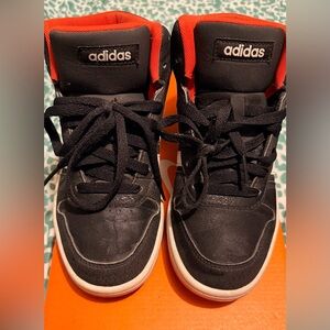 adidas Kids Black and Red High-Top Sneakers